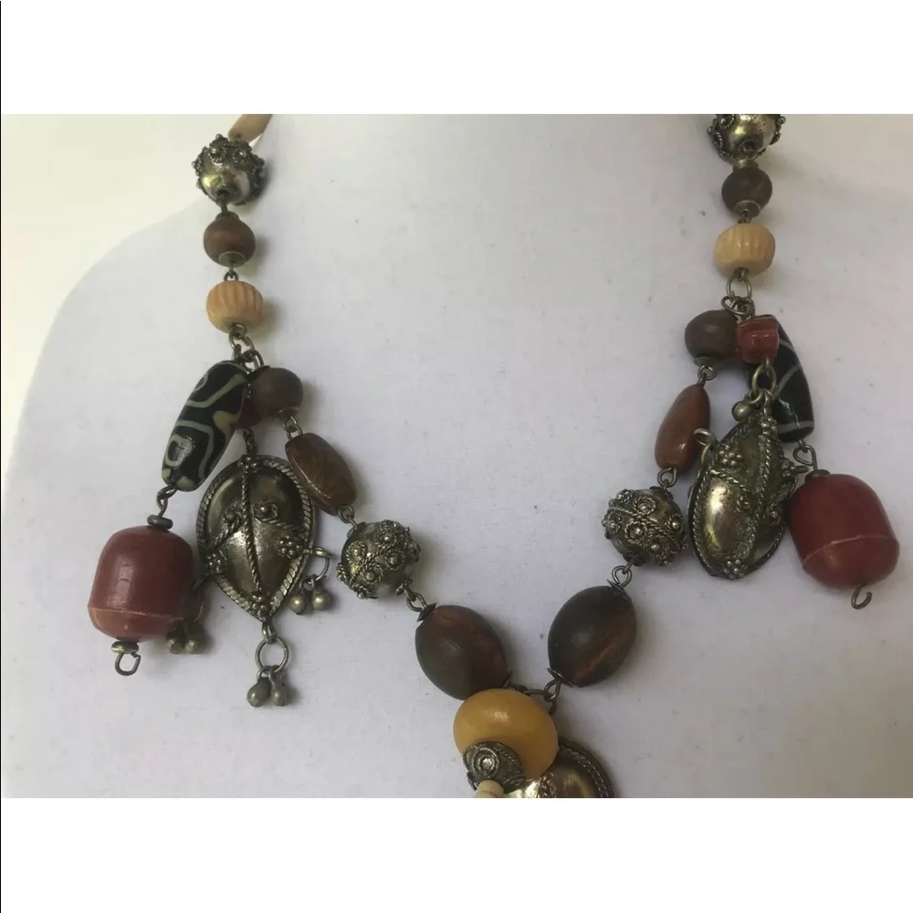 Multi Stone african Necklace brown‎ earth tones